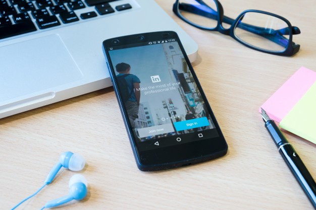 Smart phone showing LinkedIn screen